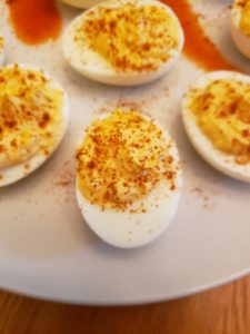 Spicy Keto Deviled Eggs close up