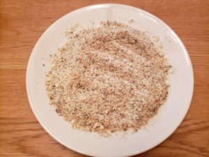 the breading on a plate