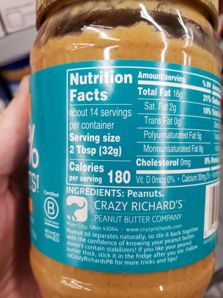 crazy richards peanut butter jar label