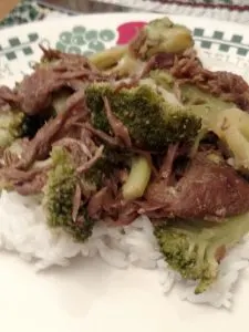 Crock Pot Beef and Broccoli Freezer Meal over rice