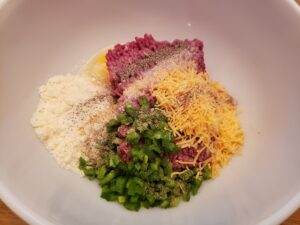 ingredients for Low Carb Jalapeno Cheddar Burgers in a bowl