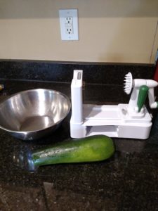 zucchini next to spiralizer